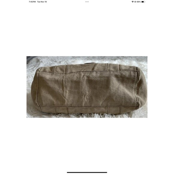 FOSSIL Grayson Beige Canvas Fabric Satchel Bag Added Floral Accessories ***READ - Picture 4 of 12